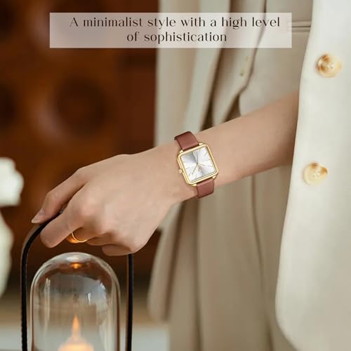 VTAIGE Vintage Women's Square Leather Watch with Elegant Stylish Dial Design, Daily Waterproof Analog Quartz Dress Watch - Unique Gift for Her by VTAIGE - Used condition - Image 5