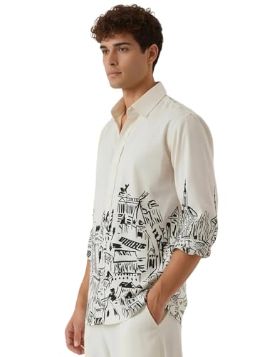 Image of Pinkmint Men Printed Cotton Flex Shirt | Stylish Designer | Regular Fit Floral & Abstract Print Shirt for Men (Available in Plus Size)