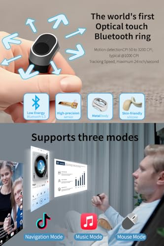 Bluetooth Remote Scrolling Ring für TikTok, Kindle und Kamera - Kompatibel mit iPhone, iPad, iOS, Android - Page Turner, Video Recording Remote - Gold