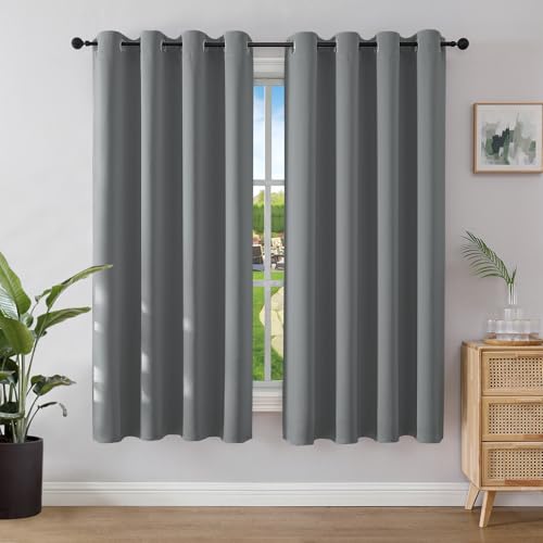 Joydeco Rideau Occultant 2 Pièces, Rideau Thermique Isolant Anti Chaleur Tenture Opaque à Oeillets Isolation Lumiere Anti UV Decoration Chambre Maison Salon Intérieurs