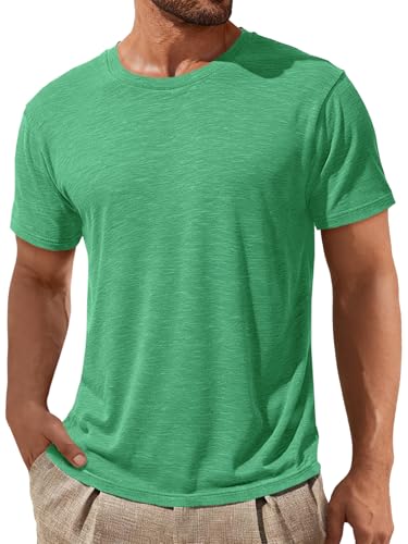 ZDC Mens Short Sleeve Shirts Summer Casual Crew Neck T Shirts Classic Basic Tee Green