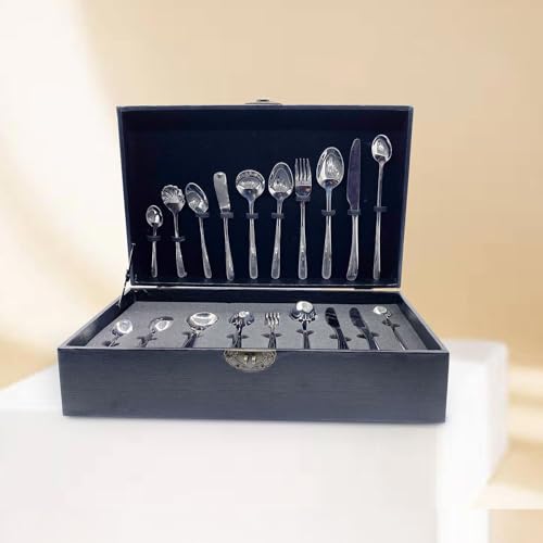 Image of Dora 18 /8 Stainless Steel 90-Piece Premium Specialty Cutlery Set | Dessert, Soup, Tea, Coffee, Butter, Ice Tea Spoons & Knives | Elegant Flatware | International Finish
