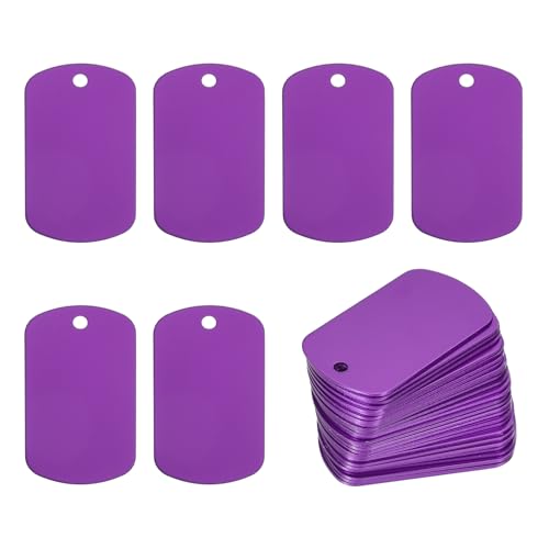 Étiquettes chien rectangulaires PATIKIL en aluminium violet pour gravure artisanale 55 pcs