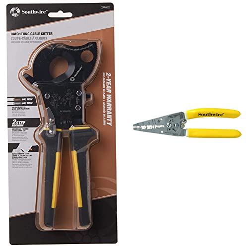Southwire - 59556240 Tools & Equipment Ccpr400S Ratcheting Cable Cutters With Comfort Grip Handles & Southwire Snm1214 12-14 Awg Ergonomic Handles Nm Cable Wire Stripper/Cutter #TOP24
