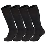 Zando 4 Pairs Soccer Socks Youth Girls Black Knee High Sport Breathable BaseballYouth Kids Tube Long School Uniform Socks Black 4 6-9 Years