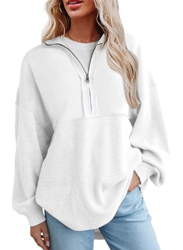 SHEWIN-Womens-Sweatshirt-Casual-Waffle-Knit-Half-Zip-Pullover-Loose-Long-Sleeve-Tops-Fall-Outfit-Clothes-2024