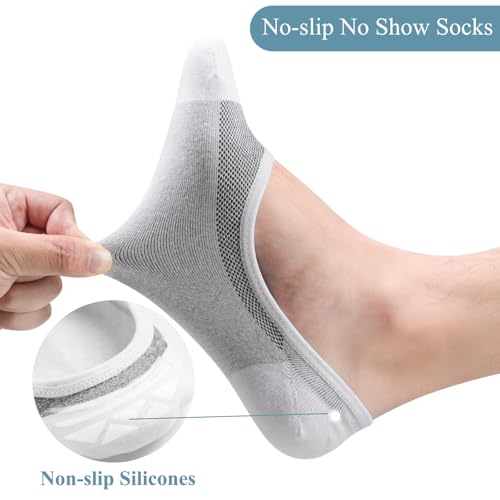 Caldodo Sneaker Socken Herren 43-46 Füßlinge 8Paar, Sneakersocken Baumwolle Herrensocken Atmungsaktiv, No Show Socken Unsichtbar im Schuh, Weiß 3