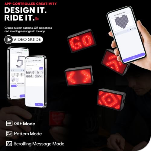 XIFOWE Smart Bike Tail Light, DIY Patterns & Text, USB-C Rechargeable, IPX5 - image 3