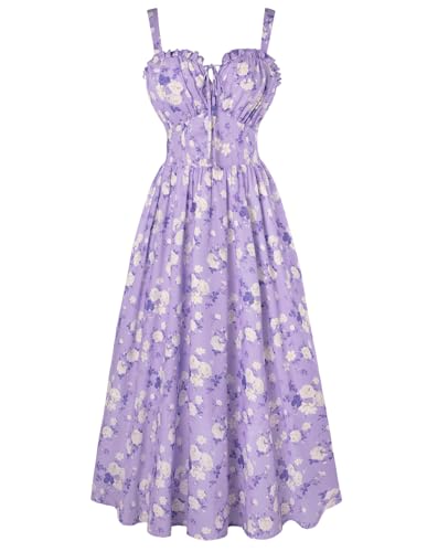 Image of Scarlet Darkness Summer Dresses for Women 2026 Floral Corset Dress Long Milkmaid Dress with Pocket