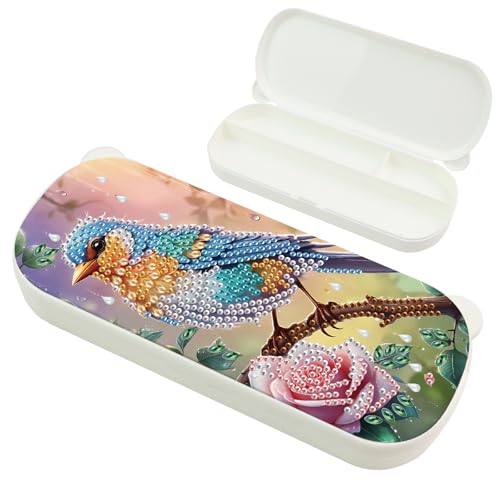 SHEGZHUC Diamond Painting Federmäppchen 22x8.8cm Diamant Malerei Mäppchen Federtasche Pencil Case Etui Stifte Spezialsteine für Büro Schule Haushalt || Kolibri Vogel Aufsteller Vogel Tiere Blumen