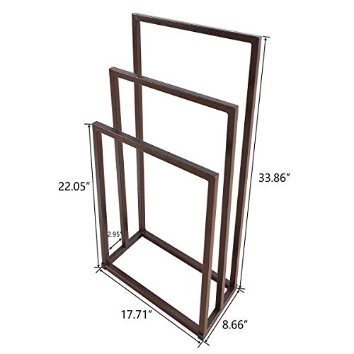Metal Towel Racks Stand Bathroom Freestanding Towel Racks For Bathroom Outdoor Towel Rack Standing Towel Rack 3 Bars Freestanding Drying Shelf Washcloths Holder Bronze #TOP4