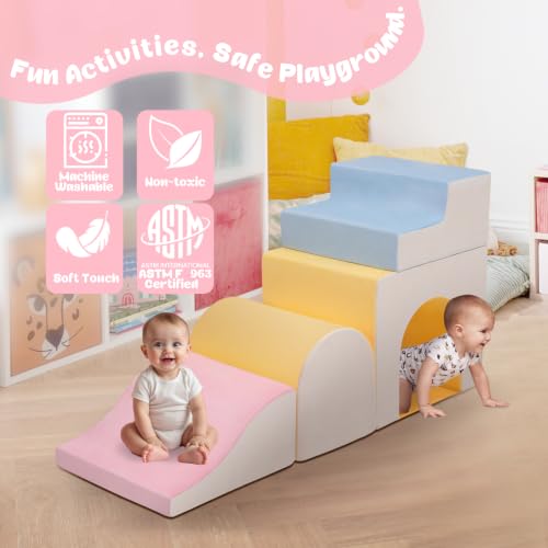 MIND&ACTION Large 4-Piece Climbing Toys for 1 Year Old, Foam Baby Climbing Blocks for Toddlers, Soft Play Set Toddler Climbing Toys Indoor, Climb Crawl Activity Play Set, Birthday - Image 6