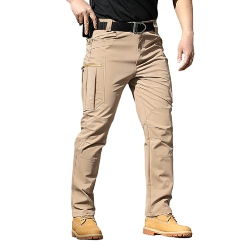 Pantalones de jardín para hombre, de verano, largos, elásticos, de trekking, impermeables, holgados, ligeros, con bolsillos, para exteriores, transpirables, para tiempo libre, senderismo, talla grande