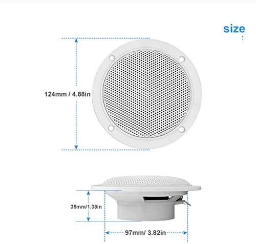 Herdio 4 Inches Waterproof Marine Ceiling Speakers with 160 Watts Power, Handling for Kitchen Bathroom Boat Car RV Camper Motorcycle Cloth Surround and Low Profile Design - 1 Pair (White)