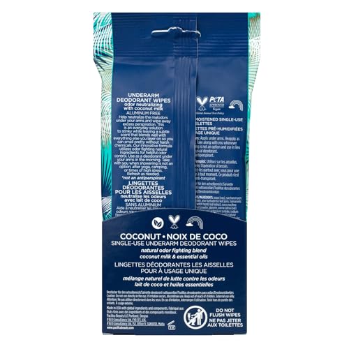 Pacifica Beauty Coconut Milk & Essential Oils Underarm Deodorant Wipes, Helps Remove Odor, Aluminum-Free, Vegan & Cruelty-Free, 30 Wipes (4-Pack) image 11