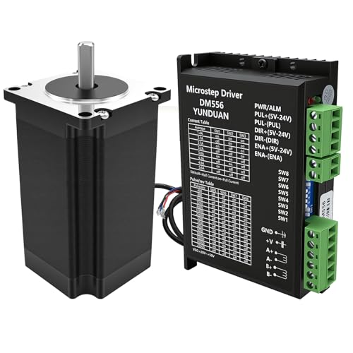 1 Achse Kit Nema23 57mm Schrittmotor 3Nm 300Ncm 425oz.in 3A 2 Phase 4 Wire 1.8 Stepper Winkel & DM556 Stepper Motor Treiber für CNC Graviermaschine 3D Drucker Set