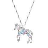 luomart Rainbow Animal Horse Necklace Gifts for Girls,Dainty Horses Pendant Jewelry for Women Boys Teen Girl Horses Lovers (Rainbow Horse for Girls)