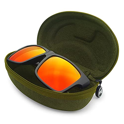 TOROE Eyewear Lightweight Semi Hard Sunglasses Case with Rubber, Coil Zipper - Black, Blue, Green2