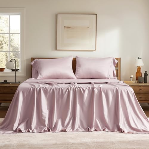 Cotton Tencel Cooling Sheets Set Queen Size for Hot Sleepers, Lux...