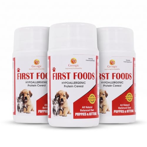 Image of First Foods Hypoallergenic Puppy & Kitten Cereal 300g Pack of 3|Protein, Prebiotics & Probiotics|Easy Digestive Weaning Food for Puppies & Kittens (15 Days to 2 Months)|Supports Immunity & Gut Health