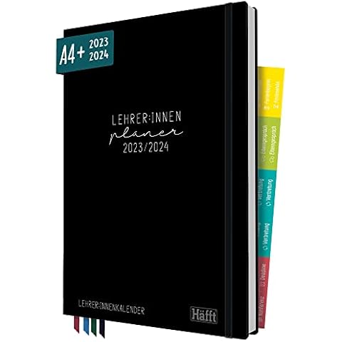 Häfft Lehrer-Planer 2023/2024 A4+ [Black Edition] Hardcover Lehrerkalender Schuljahresplaner mit Sprüchen Stickern und mehr - smart & gut gelaunt das Schuljahr planen | nachhaltig & klimaneutral Cover