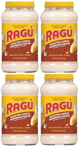 Generic Ragu Roasted Garlic Alfredo Sauce - Creamy Sauce Made with Real Cheese - 16 Oz - Value Pack of 4