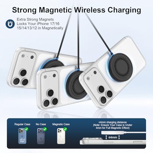 Mag-Safe Ladegerät 15W,Wireless Charger Samsung Induktive Ladestation für MagSafe Ladegerät iPhone 17 Air Pro Max 16 15 14 13 12 Serie,AirPods, iPhone induktives kabelloses ladegerät Ladepad