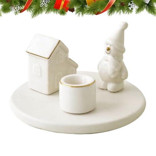 Portavelas de Navidad – Centro de Mesa de árbol de Navidad, decoración de Escritorio de Reno de muñeco de Nieve para Chimenea, Comedor, baño, Sala de Estar, Cocina, Oficina, Fiesta de Boda, Ventana