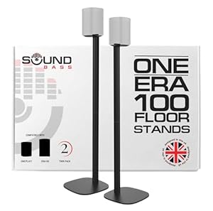 One / ERA100 Floor Stand Twin Pack (2pcs), Black | Compatible with Sonos One, Gen 2, Play:1, SL | Future-Proof Design Also Compatible with ERA 100, Designed by Sound Bass UK. Double, Pair
