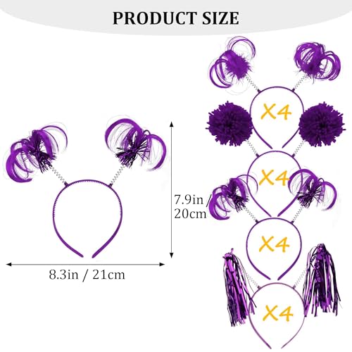 COCIDE 16Pcs Pom Pom Headbands Party Headbands Tinsel Wrapped Ponytails Headbopper Headwear for Birthday Festival (Purple) by COCIDE - Image 6