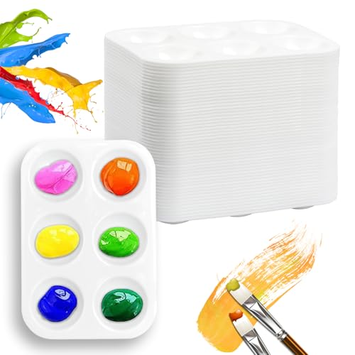 Paint Tray Palettes Plastic Paint Pallets for Kids or Students Watercolor Palette Painting Tray for Painting Party DIY Craft and Art Painting (50)
