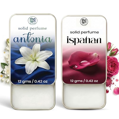 Image of Dr.Mashur Solid Perfume |Antonia&Ispahan Alcohol Free Wax Perfume Balm, Long Lasting | Pocket Tin 12g, Pack Of 2| Non Greasy Smooth Glide, Travel Friendly Men And Women