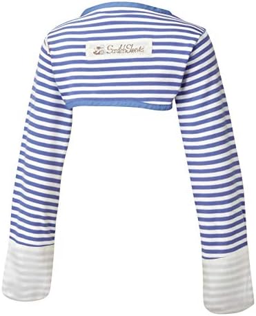ScratchSleeves | Little Boys' Stay-On Scratch Mitts | Stripes | Blue and Cream | 3-4y