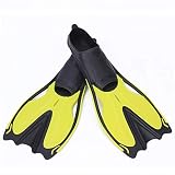 HWZZ Schwimmflossen für Erwachsene, Schnorchel-Flossen, Tauchflossen, Anfänger, Schwimmausrüstung, tragbar, für Erwachsene und Kinder, Gelb, XXL