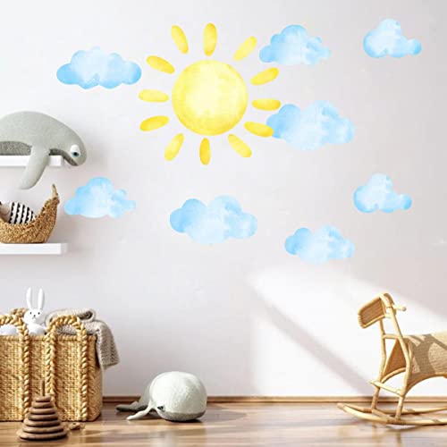 Large Sun And Clouds Wall Decals Clouds Wall Stickers Sun Wall Decals Peel And Stick Kid Removable Wall Stickers Kids Nursery Bedroom Decor #TOP2