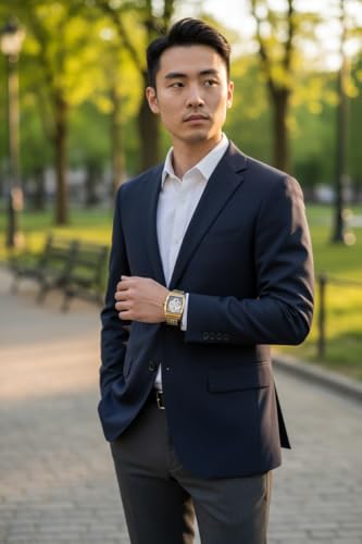 Image of ODXO Luxury Skeleton Mechanical Style Look Watch | Gold-Tone Stainless Steel Band, Transparent Dial Display | cronoworking Stainless Steel Luxury Men's Fashion Gents Watch Open dail |