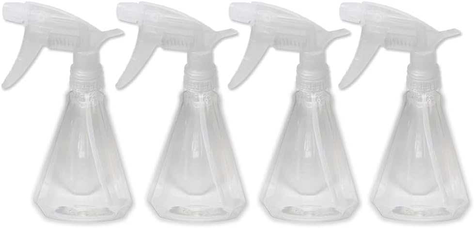 EZPRO USAEmpty Plastic Spray Bottles 8 oz, Water Spray Bottle, Plant Mister, Adjustable Nozzle Spray for Hair Mist, Clear, Pack of 4