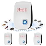 Ultrasone ongediertebestrijder, 4 stuks, muizenverjager, ultrasoon, plug-and-play en stille werking, pestcontrol verjager voor muizen, ratten, muggen, kakkerlakken, spinnen, vliegen