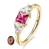 hengkaixuan Piercing de aro de acero quirúrgico 316L con circonita cúbica para nariz, septum, daith, rook, tragus, hélice, cartílago, caracola, aro, Acero inoxidable, Circonita cúbica