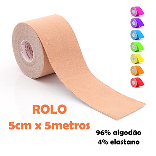 Fita Bandagem Kinesio Tape Elástica Adesiva Para Reabilitação e Fisioterapia 5 Metros Auxilio Das Do