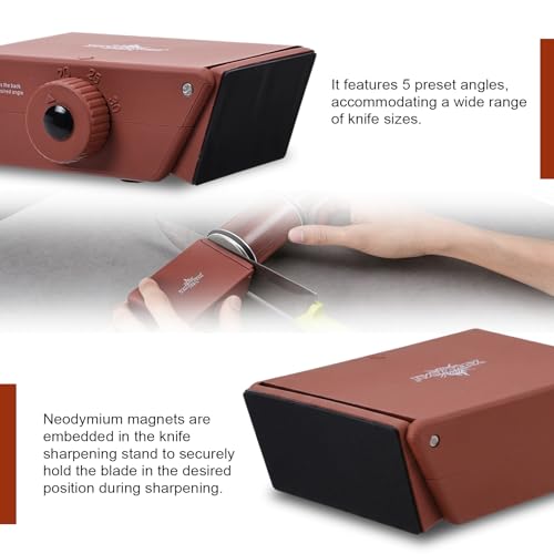 Image of The Innovative Knife Sharpener - Patented Multi-Angle Premium Rolling Knife Sharpener with Extra Replacement Head for Chef's, Fruit, and All Steel Knives (Colorful Wood)