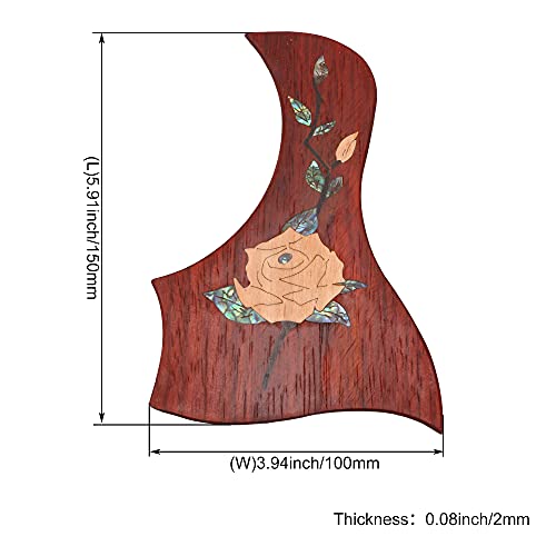 Yibuy Decals Peony Pattern Red Pickguard Scratchplate With Double-Sided Adhesive For 40-41Inch Wood Guitar #TOP3