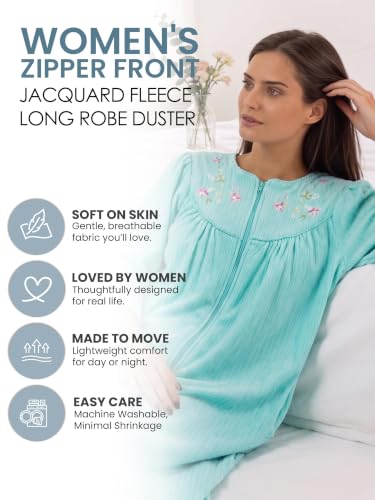 Image of Casual Nights - Jacquard Fleece zip up robes for women | women's house coats with pockets | Duster For Ladies