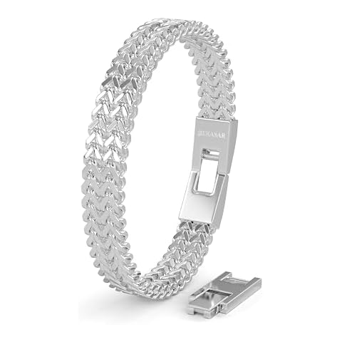 SERASAR Silver Braided Men's Bracelet Cover