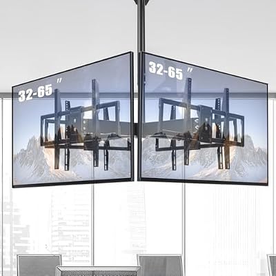 4 Screen TV Ceiling Mount for 32-65 Inch TVs, Heavy Duty Quad Monitor Ceiling Mount 440 lbs, Full Motion 360° Swivel & Tilt, Adjustable Height, Universal VESA 600x400 for Bar Gym Home