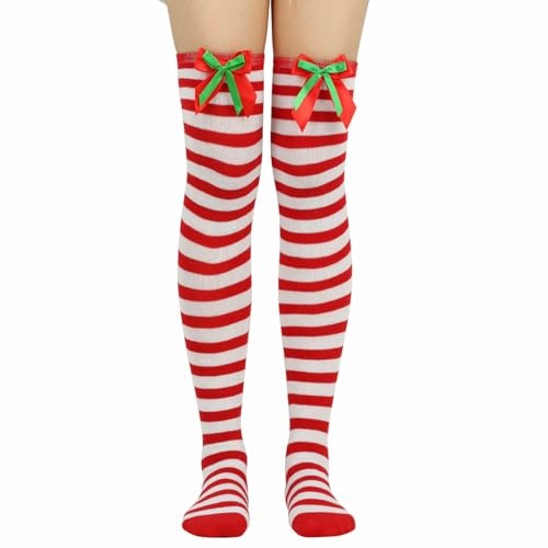 3 pairs - creative personality bow knee-length striped socks