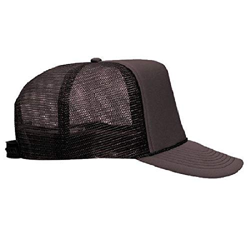 Otto Polyester Foam Front 5 Panel High Crown Mesh Back Trucker Hat - Brown #TOP5