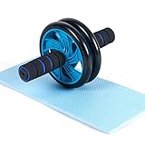 LLA Bauchtrainer Bauchroller Blaues Indoor-Bauchrad mit Kniematte, für Männer Jungen Krafttraining, Silent Non Slip Ab Roller