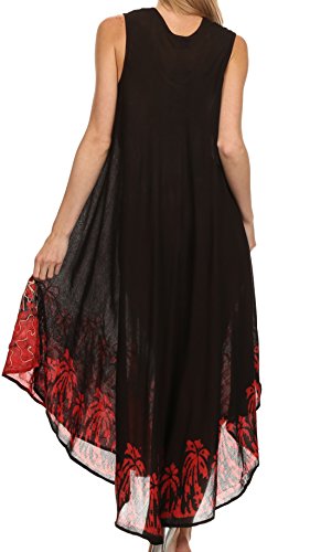 Sakkas 40Se Sundari Caftan Tank Dress/Cover Up - Black/Red - One Size #TOP1
