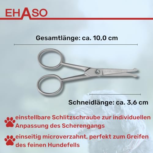 EHASO Premium Pfotenschere 10 cm Rundspitze für Hunde | Abgerundete Schere, Gerade Klinge, Klein und Präzi